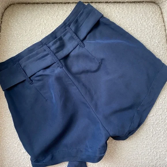 AEO Navy Blue High Waisted Paperbag Shorts - Picture 6 of 10